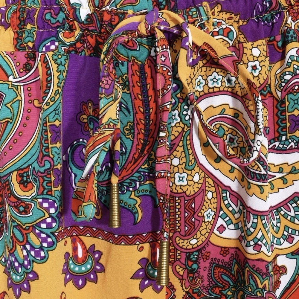 Ralph Lauren Womens 10 Multi Color Paisley Patchwork Trouser Pants Pockets Light - Picture 4 of 12